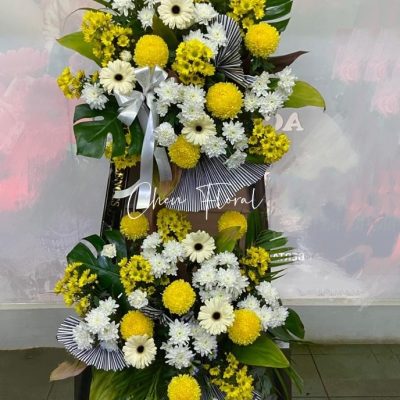 Thoughtful Condolences Stand (2 tier) - Yellow & White