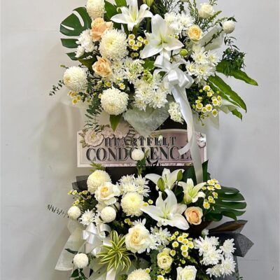 Lilies Condolences Stand 2 tier