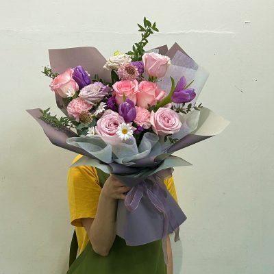 Tulips & Roses Bouquet (Pink-Purple) [Pre-Order]
