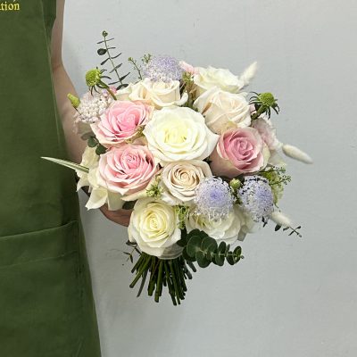 Pastel Pink & White Roses Bridal Bouquet (Pre-Order)