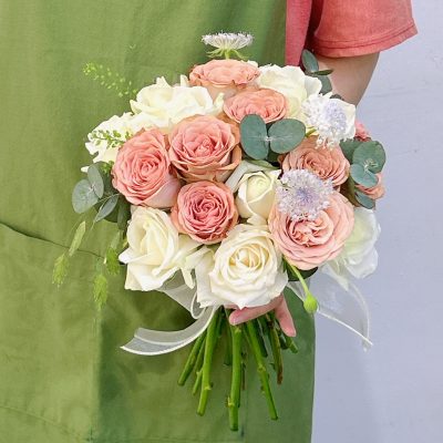 White & Cappuccino Roses Bridal Bouquet (Pre-Order)