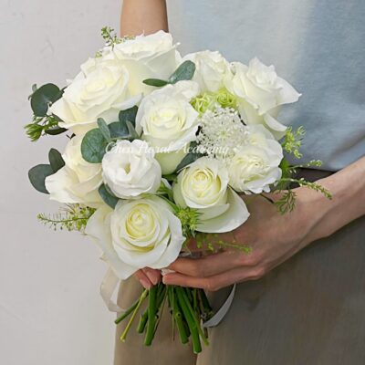 white roses ROM bouquet