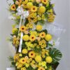 3 tier funeral flower stand with yellow flowers, Chen Floral Kuching
