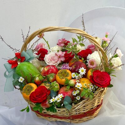 Christmas Flowers and Fruits Basket gift, Kuching Delivery