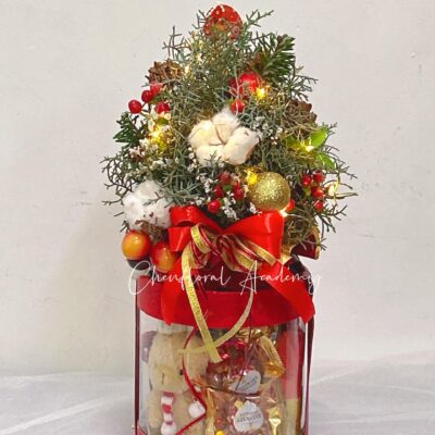 Christmas gift chocolate snacks box with mini christmas tree flowers, Kuching delivery