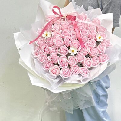 52's Pink Soap Roses Large Bouquet (Ready Stock)