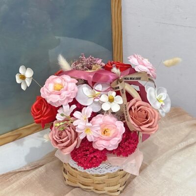 Lovely Soap Flowers Basket (Ready Stock)