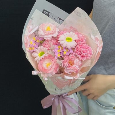 Sweet Pink Soap Flowers Bouquet (Ready Stock)
